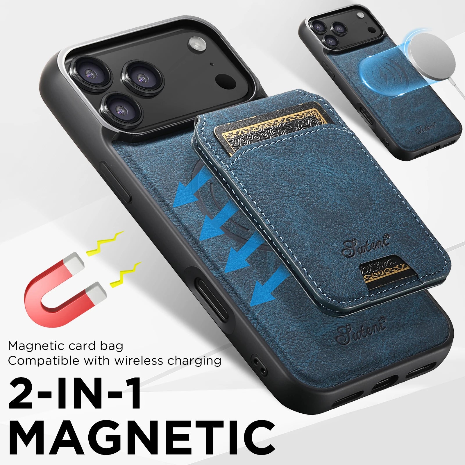 3-in-1 MagSafe Leather Case With Stand for iPhone 17