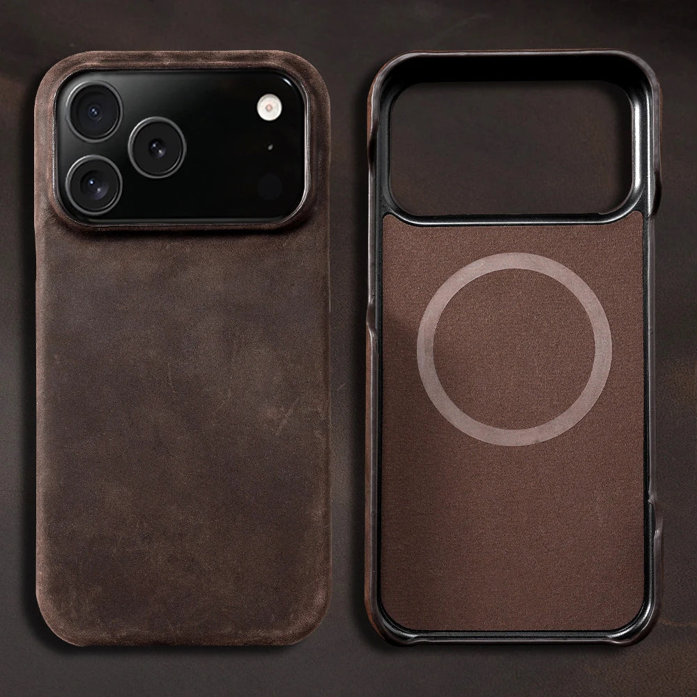 Retro Premium Leather Magsafe Case for iPhone 17