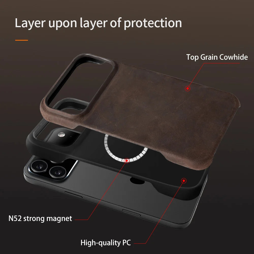 Retro Premium Leather Magsafe Case for iPhone 17